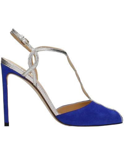 Francesco Russo Sandals In Suede And Leather - Blue