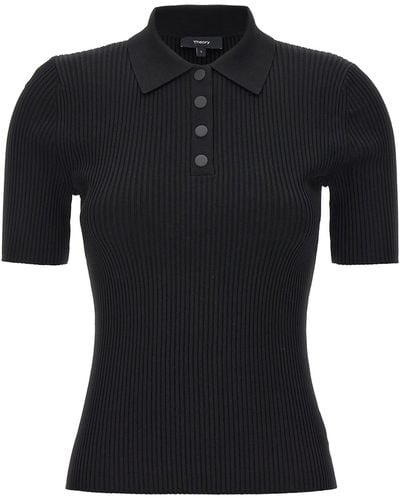 Theory Ribbed Shirt Polo - Black