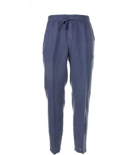 Altea Air Force Linen Trousers With Drawstring - Blue