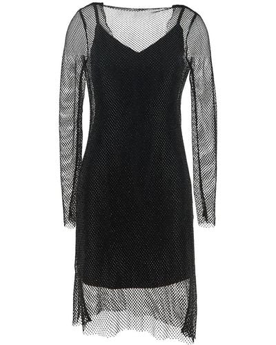 Max Mara Vezzo Short Embroidered Mesh Dress With Crystal - Black