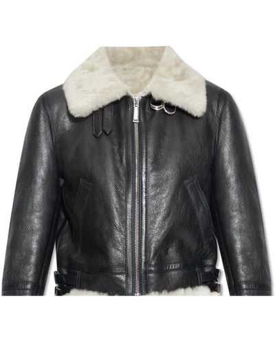 DSquared² Shearling Jacket With Logo - Black