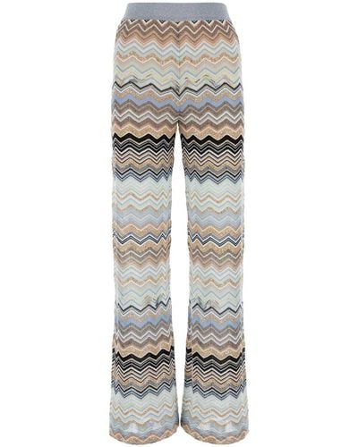 Missoni Embroidered Viscose Blend Wide-Leg Pant - Grey