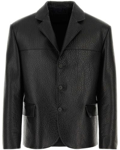 Prada Nappa Leather Blazer - Black