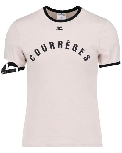 Courreges Buckle Contrast Printed T-Shirt - Pink