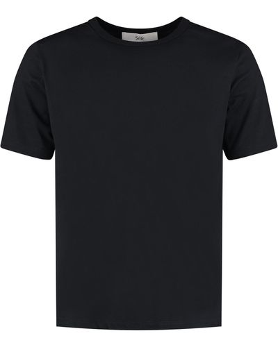 Séfr Luca Cotton Crew-Neck T-Shirt - Black