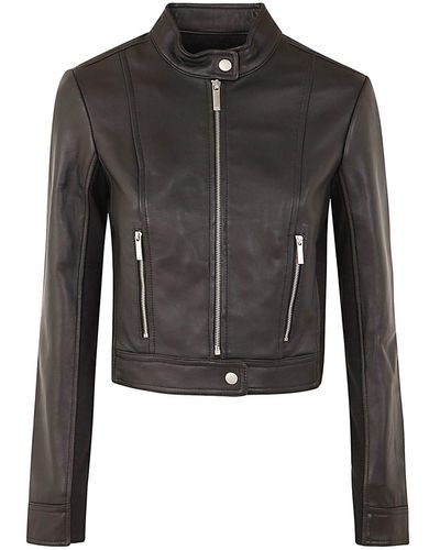 MICHAEL Michael Kors Ponti Combo Leather Jacket - Black