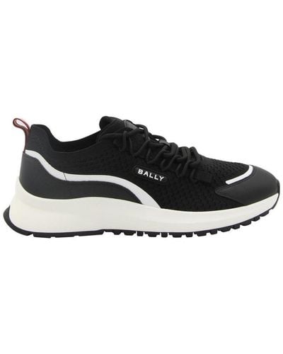 Bally Logo Patch Lace-Up Trainers - Black