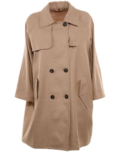 Fay Oversized Jacket With Buttons - Natural