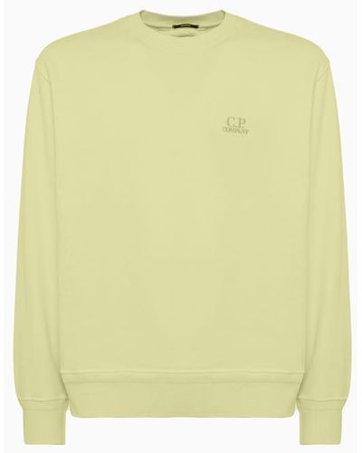 C.P. Company C.P Company Cotton Diagonal Fleece Logo Sweatshirt - Yellow