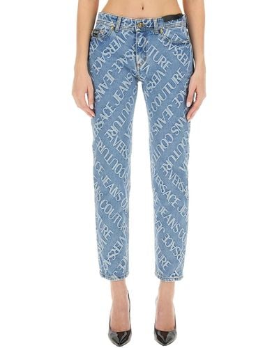 Versace Jeans Couture Monogram Denim Jeans - Blue