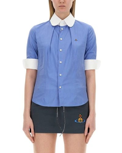 Vivienne Westwood Dpp-Shirt With Orb Embroidery - Blue