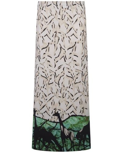 Stella Jean Long Skirt With Giraffe Print - White
