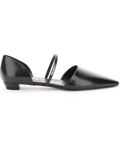 Prada Leather Ballet Flats - Black