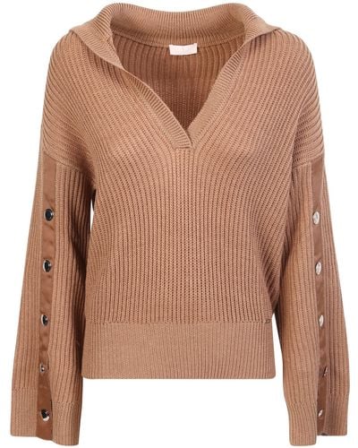 Liu Jo Liu Jo Camel Knit Sweater With Buttons - Brown