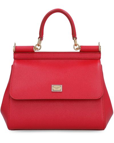 Dolce & Gabbana Sicily Small Leather Handbag - Red