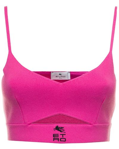 Etro Woman's Liquid Pink Top With Logo Cube