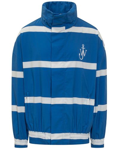 JW Anderson Logo Print Striped Jacket - Blue