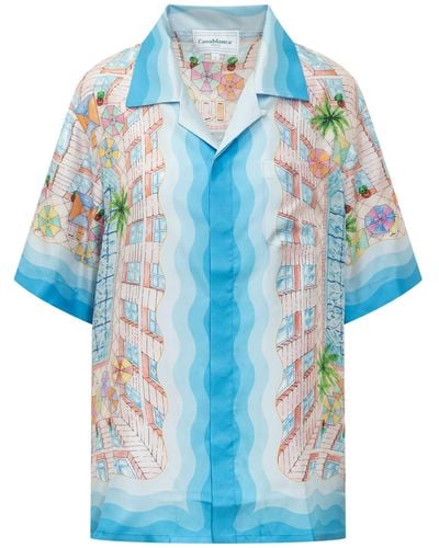 Casablancabrand Silk Pool Shirt - Blue