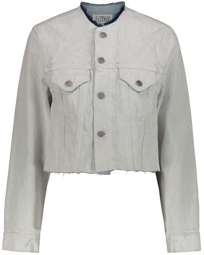 Maison Margiela Denim Jacket White Painted Clothing - Gray