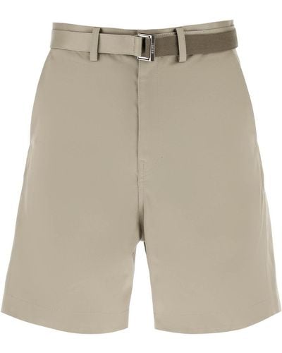 Sacai Cotton Belted Shorts - Natural