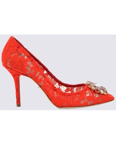 Dolce & Gabbana Lace Bellucci Taormina Court Shoes - Red