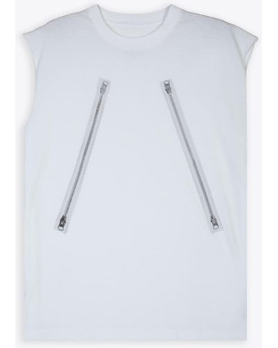 MM6 by Maison Martin Margiela Canottiera Sleveless T-Shirt With Zip Print - White