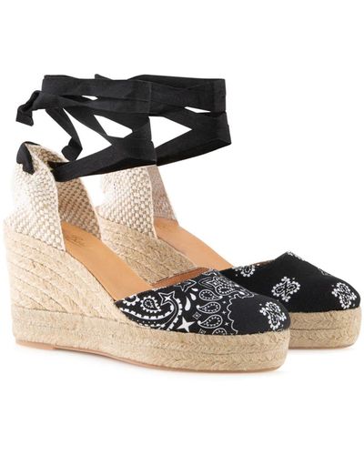 Mc2 Saint Barth Espadrillas With High Wedge And Ankle Lace - Black