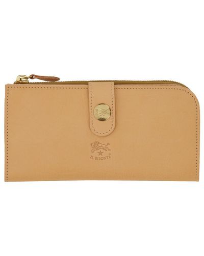 Il Bisonte Continental Wallet With Logo Engraving - Natural