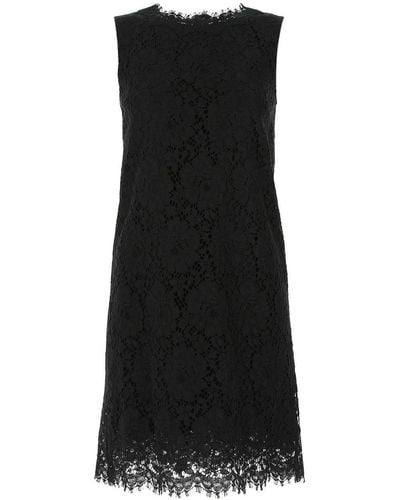 Dolce & Gabbana Lace Sleeveless Mini Dress - Black