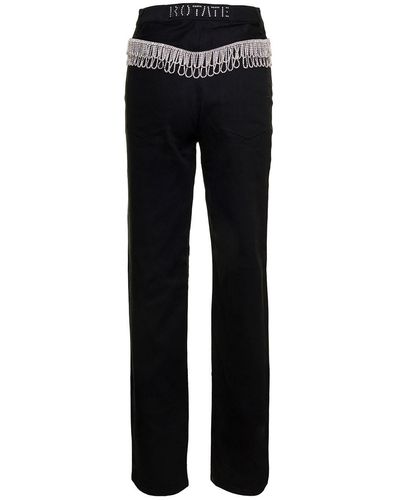 ROTATE BIRGER CHRISTENSEN High-Waist Jeans With Jewel Detail - Black