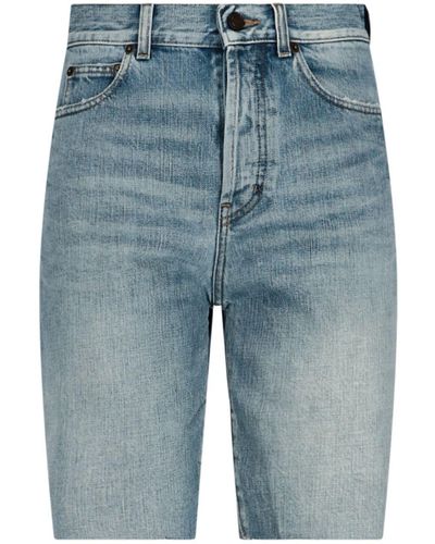 Saint Laurent Raw-Cut Denim Shorts - Blue