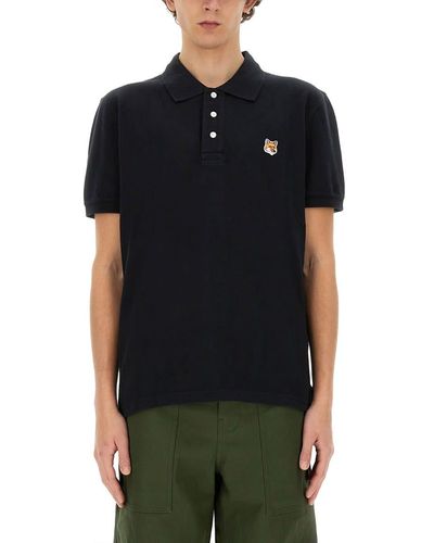 Maison Kitsuné Polo Shirt With Fox Patch - Black
