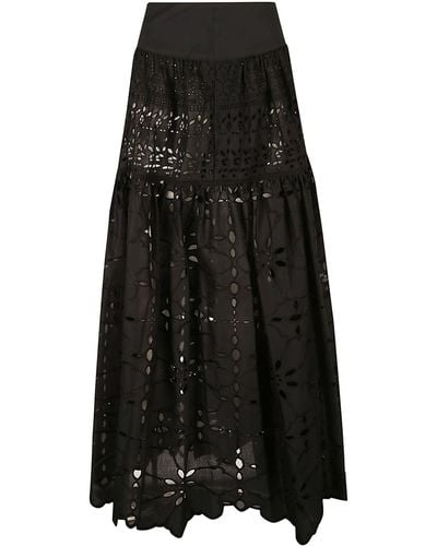 Ermanno Scervino High-Waist Floral Perforated Skirt - Black