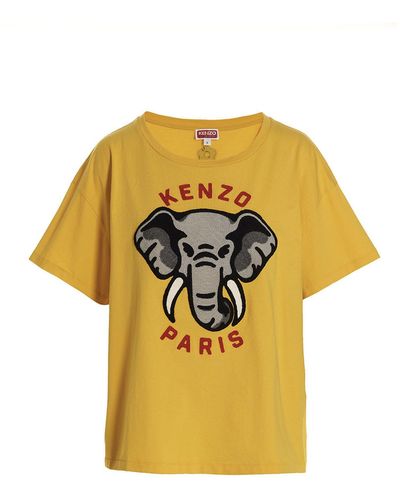 KENZO Logo Embroidery T-shirt - Yellow