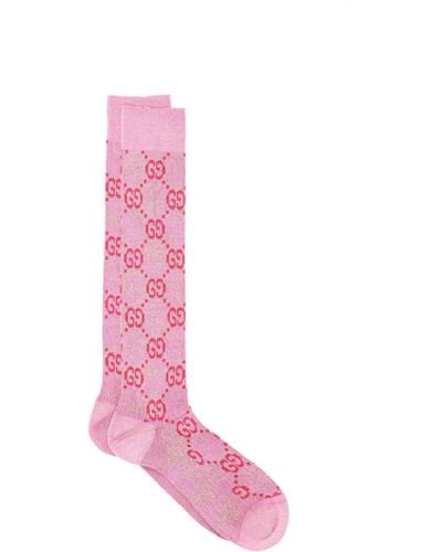 Gucci Lamé Socks gg - Pink