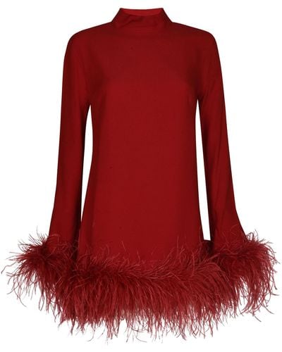 ‎Taller Marmo Gina Feather-trimmed Crepe Mini Dress - Red