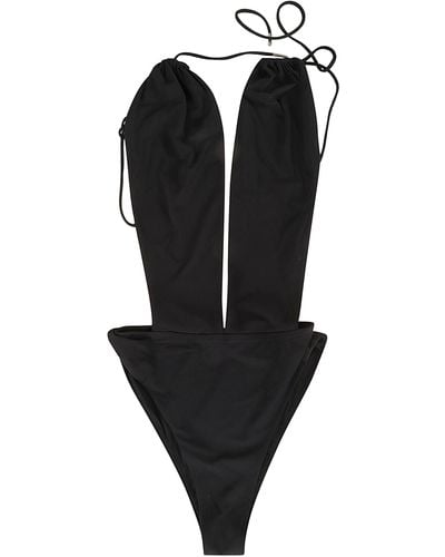 Saint Laurent Maillot V-halter Swimsuit - Black