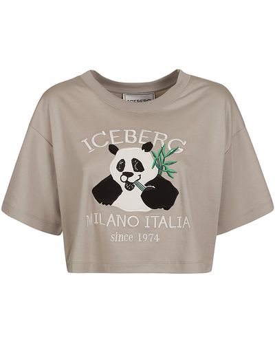 Iceberg Panda Cropped T-shirt - Gray