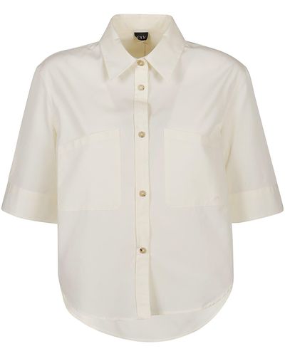 Fay Cropped Short Sleeve Shirt - White
