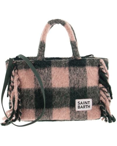 Mc2 Saint Barth Tartan Bag With Fringes - Black