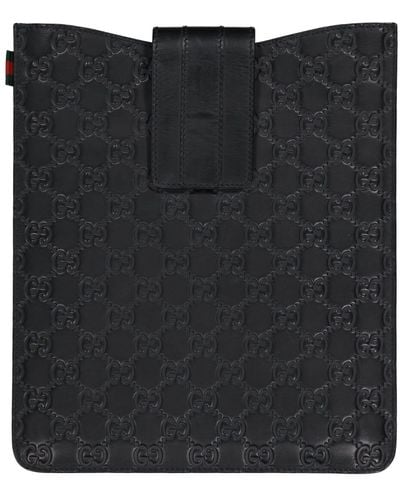 Gucci Ipad Leather Logo Cover - Black