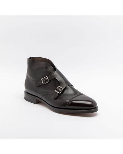 John Lobb William Ii Misty Dark Calf Monk Strap Boot - Black