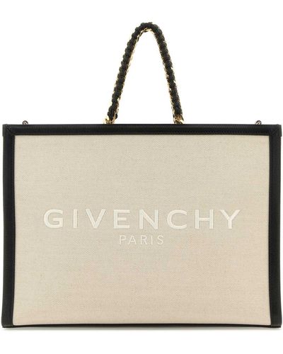 Givenchy Two-Tone Canvas And Leather Medium G-Tote Handbag - Natural