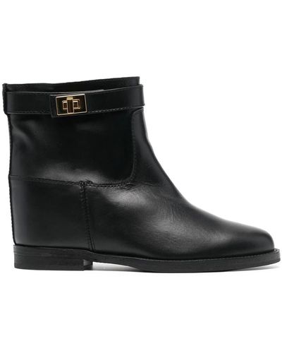 Via Roma 15 Calf Leather Ankle Boots - Black