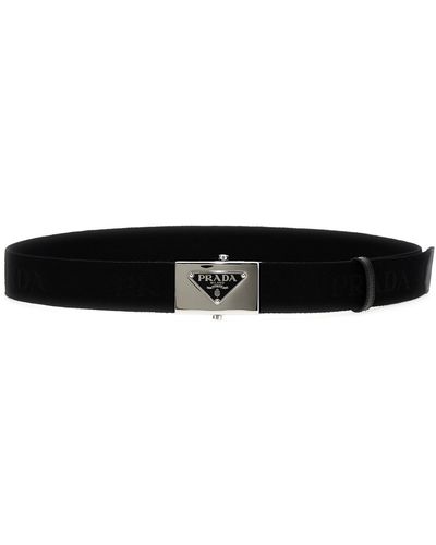 Prada Logo Fabric Belt - Black