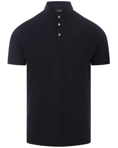 Zanone Cotton Short-Sleeved Polo Shirt - Black