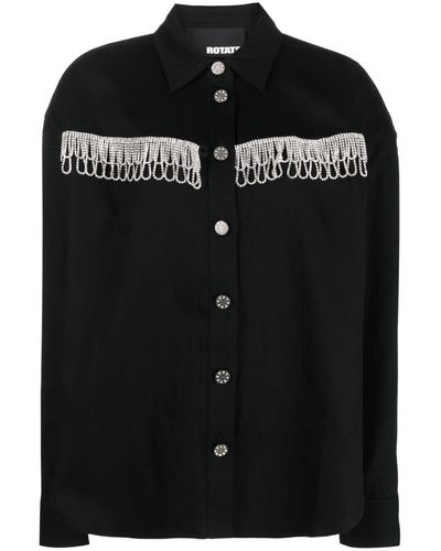 ROTATE BIRGER CHRISTENSEN Crystal-embellished Long-sleeve Shirt - Black