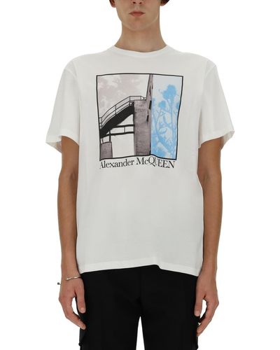 Alexander McQueen T-Shirt With Print - Grey