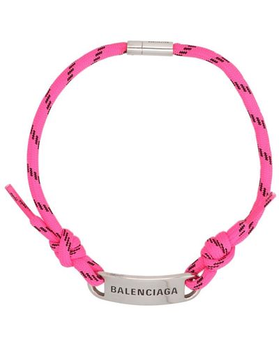 Balenciaga Logo Plaque Necklace - Pink