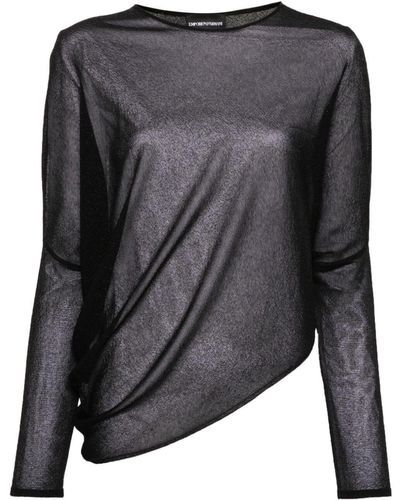 Emporio Armani Long Sleeves Asymmetric Sweater - Gray